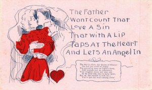 Vintage Postcard 1900's The Father Wont Count That Love a  Sin Man & Woman Love