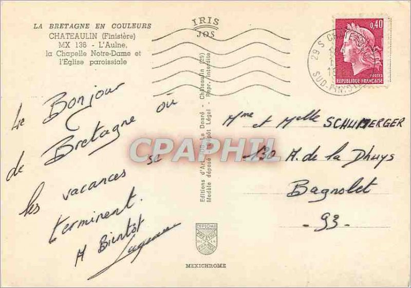 Postcard Modern Finistere Chateaulin Alder The Chapel of Our Lady and the par...