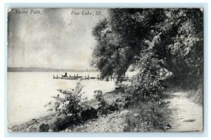 Fox Lake Illinois Shore Path Vintage Rare Morgan Park Vintage Antique Postcard 