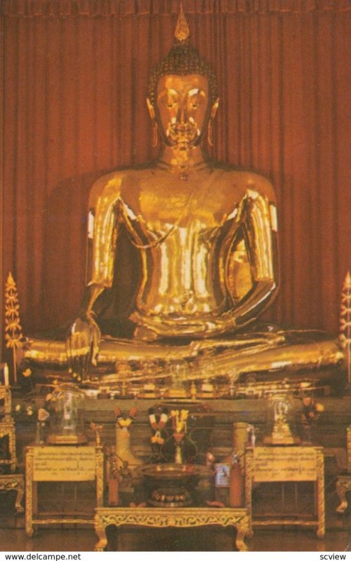 BANGKOK, Thailand, 1940-60s; Big golden Buddha, Wat Trai-Mit