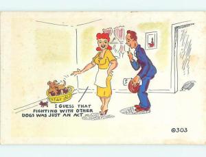 Unused 1950's comic FIGHTING DOG ENDS UP WITH PUPPIES r2127