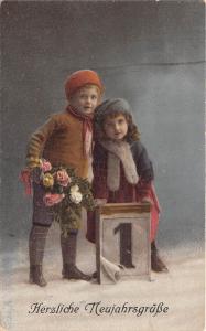 BG3752 children boy and girl neujahr new year  germany  greetings