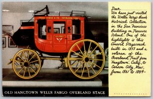 Vtg San Francisco CA Old Hangtown Wells Fargo Overland Stage Coach Postcard