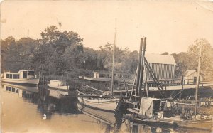 J65/ Interesting RPPC Postcard c1910 Abbeville Louisiana Boats Dock 85