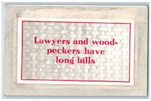 1911 Lawyers And Wood Peckers Have Long Bills Humor Camden NJ Antique Postcard