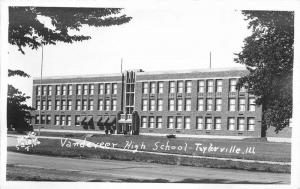 Christian 1940s RPPC Postcard Vandeveer High School Taylorville Illinois 11542