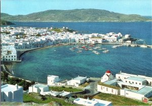 Aerial View Mykonos Greece 1960s Continental Photochrome Postcard