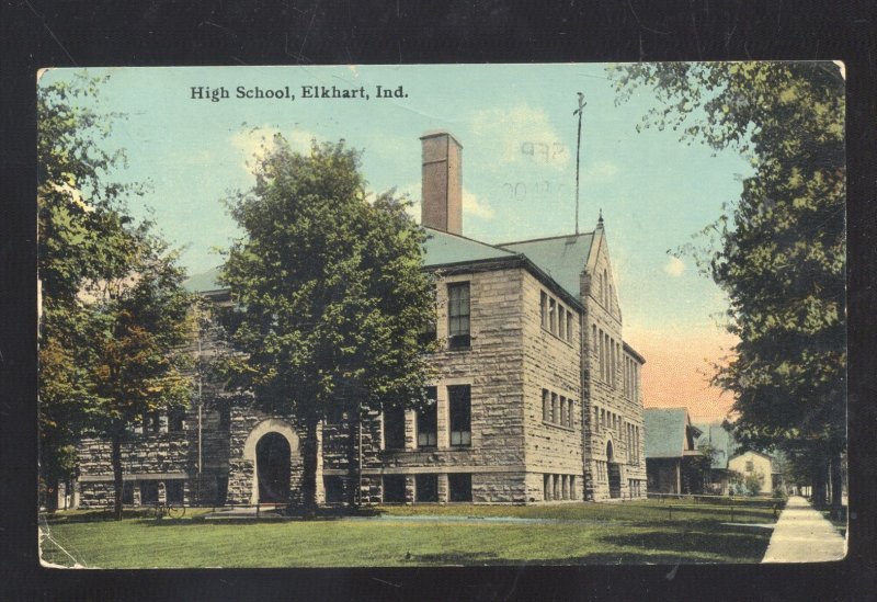 ELKHART INDIANA HIGH SCHOOL BUILDING VINTAGE POSTCARD 1912