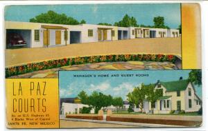 La Paz Courts Motel S Highway 85 Santa Fe New Mexico 1940s postcard