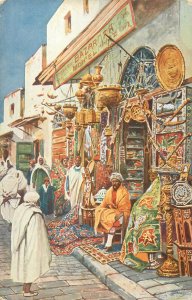 Cultures & Ethnicities street scene bazar sellers artist postcard