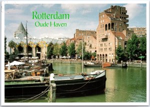 VINTAGE CONTINENTAL SIZE POSTCARD ROTTERDAM'S OUDE HAVEN OLD HARBOR