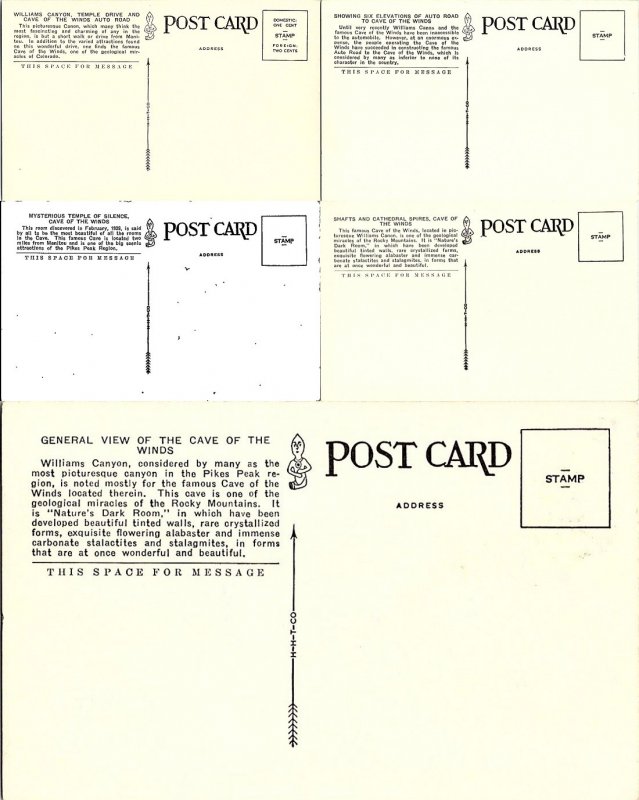 Lot of (5) Cave of the Winds Manitou Colorado Postcards Standard View Cards 