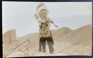 Mint USA RPPC Postcard Native American Indian Chief White Eagle