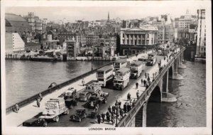 Tuck London England Bridge Double Decker Bus Vintage Real Photo Postcard