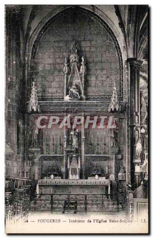 Old Postcard Fougeres Interior of The Church of Saint Sulpice