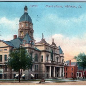 c1910s Waterloo, IA City Old Court House Amazing Architecture Postcard Vtg A61