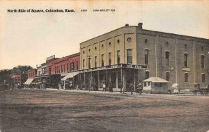 North Side of Square COLUMBUS Cherokee County, Kansas c1910s Vintage Postcard