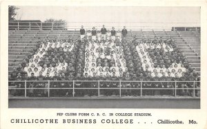 J39/ Chillicothe Missouri Postcard c1940s Pep Club Stadium Business College 170
