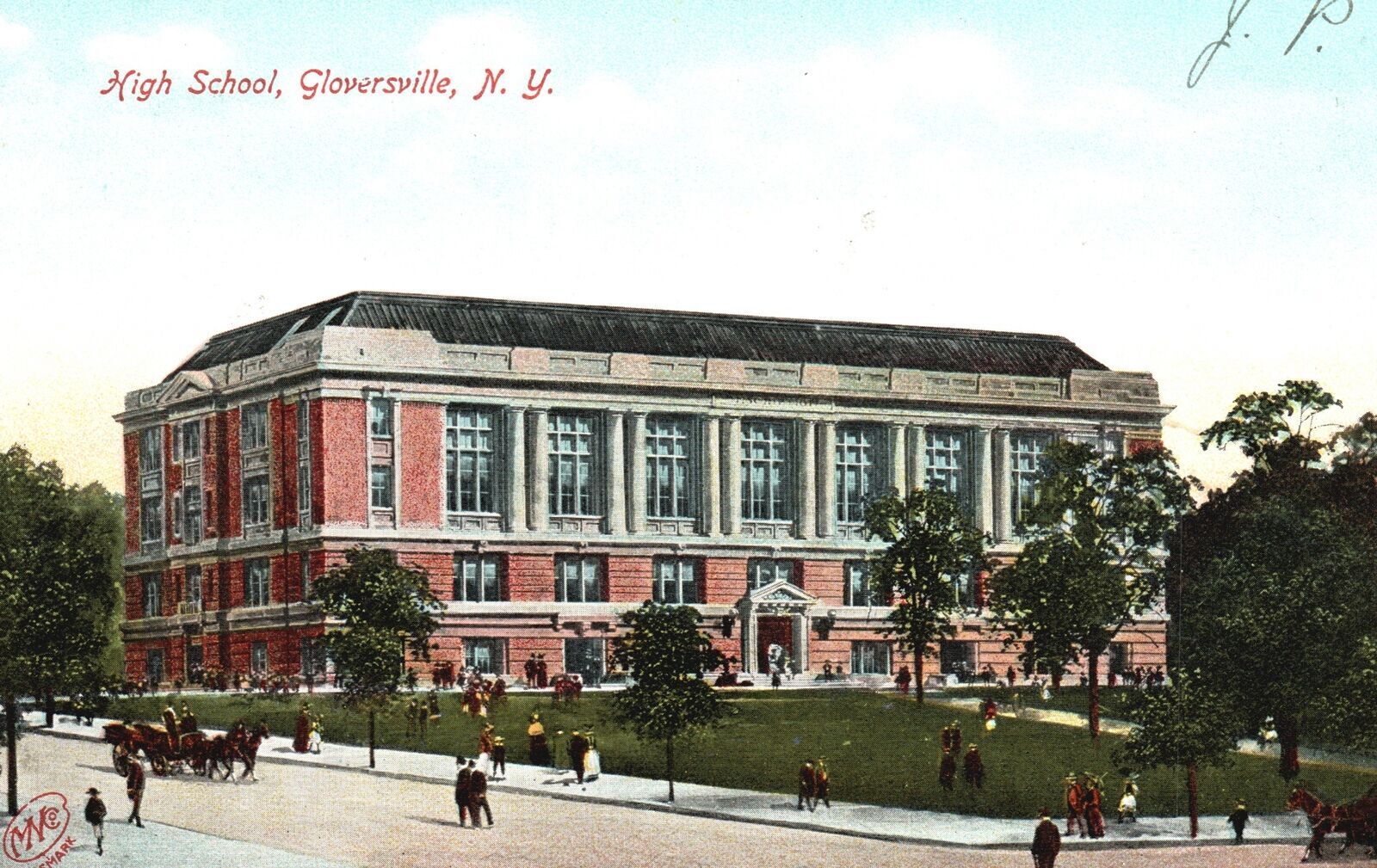 Vintage Postcard Prospect View High School Campus Building Gloversville