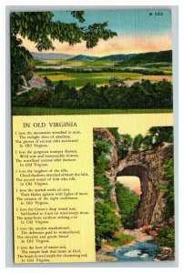 Vintage 1940's Postcard In Old Virginia Poem - Country Valley Small Stream