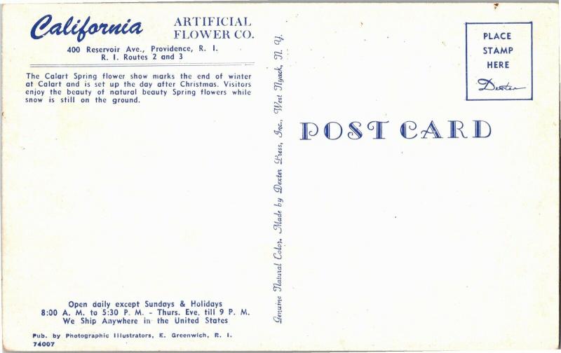 California Artificial Flower Company, Providence RI Vintage Postcard Q12