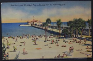 St. Petersburg, FL - Spa Beach and Municipal Pier on Tampa Bay