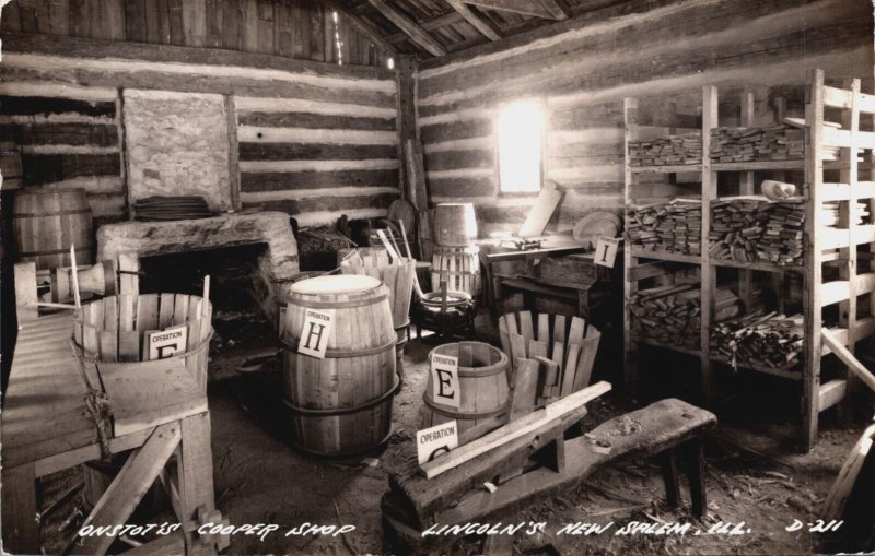 USA Illinois New Salem Onstot's Cooper Shop Vintage RPPC C353