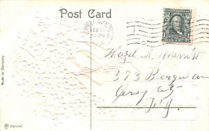 Valentines Day 1908 light postal marking on front