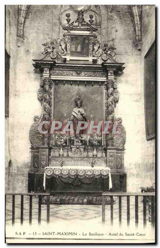 Old Postcard St. Maximin Basilica Altar of Sacre Coeur