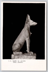Statue of Mesopotamia Asyut Dog Louvre Museum RPPC Postcard L49