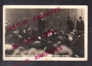 Davenport IOWA RPPC 1911 PRESIDENT ROOSEVELT Teddy SPEECH Crowd Theodore