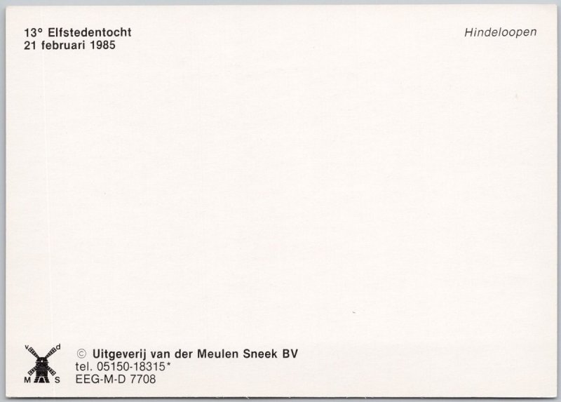 1985 Elfstedentocht Ice Skating Event Hindeloopen Netherlands Postcard C12