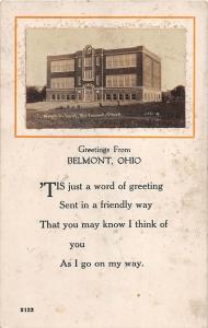 B26/ Belmont Ohio Postcard Real Photo RPPC c1910 High School Building
