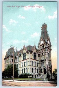 Portland Oregon Postcard West Side High School Exterior Building c1910 Vintage