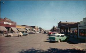 Chamberlain SD Main St. Old Cars & Stores Postcard