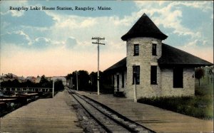 Rangeley Maine ME Lake House Station c1910 Vintage Postcard