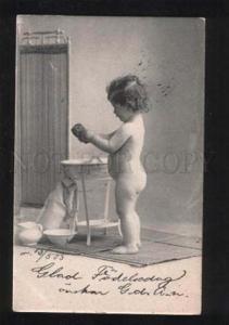 3052650 Charming Girl near Basin Vintage Photo