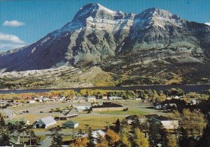 Canada Colorful Waterton Townsite Spreads Across The The Broad Delta Of Camer...