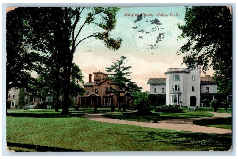 1911 Rutgen Place Exterior Building Utica New York NY Vintage Antique Postcard