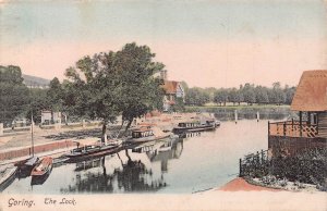 GORING OXFORDSHIRE ENGLAND~THE LOCK~TINTED PHOTO POSTCARD