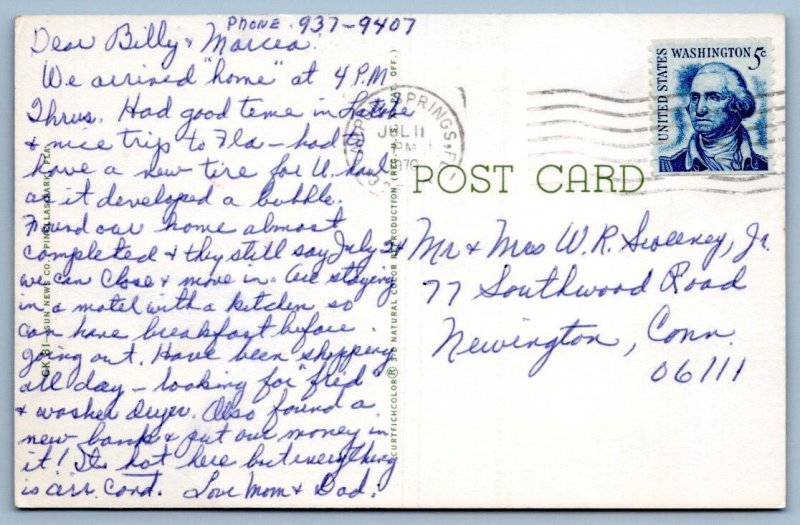 1970 GREETINGS FROM CLEARWATER BEACH FLORIDA 2 VIEWS VINTAGE CHROME POSTCARD