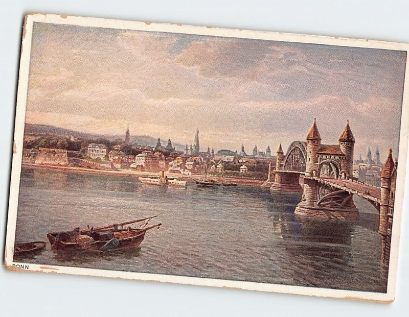 Postcard Rhine Bridge Bonn Germany