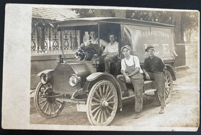 Mint USA Real Picture Postcard Advertising Ice Early Internation Truck 