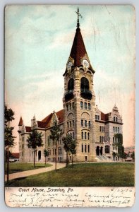 Scranton Pennsylvania~Lackawanna Courthouse~Clock Tower~Romanesque~1906 Postcard