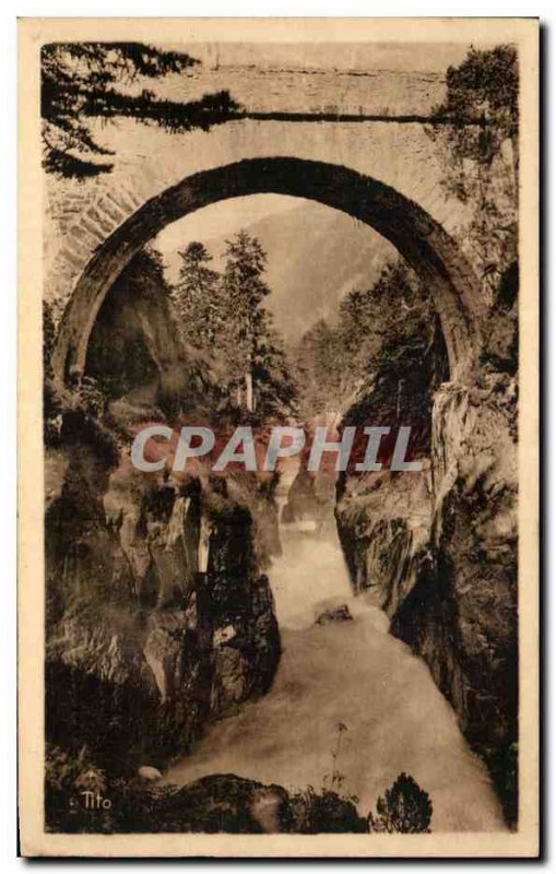 Old Postcard Around Cauterets Chasm Bridge d & # 39Espagne