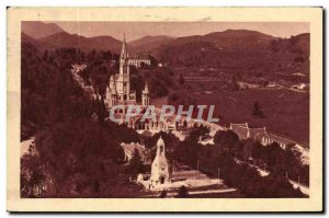 Old Postcard Lourdes Basilica and the Allied Monument