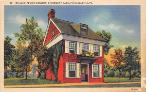 Philadelphia Pennsylvania 1940s Postcard William Penn's Mansion Fairmount Park