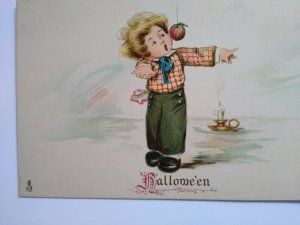 Vintage Halloween Postcard Tucks Series 803 Boy & Apple Unused Original Antique