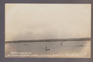 Peoria ILLINOIS RPPC 1911 ROWING BOAT RACE River SINGLE SCULLS #6 Regatta IL