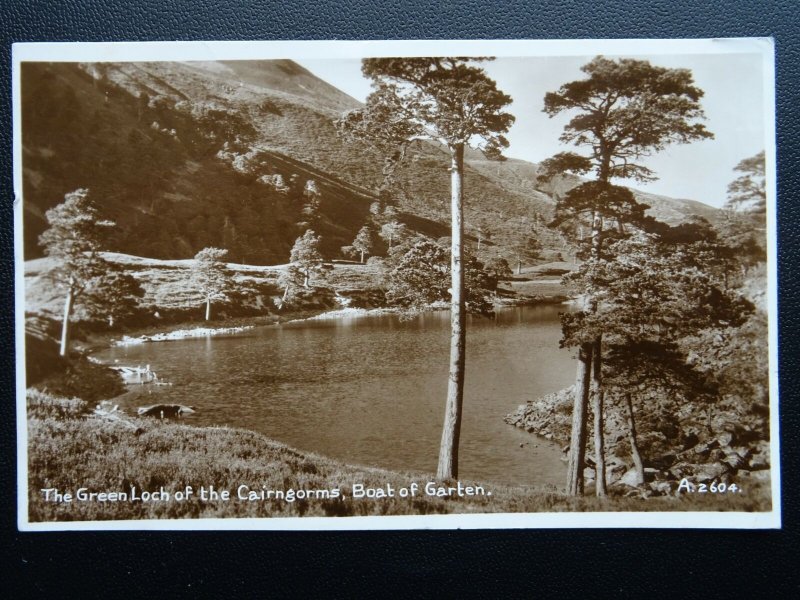 Scotland BOAT OF GARTEN The Green Loch of the Cairngorms c1935 RP Old Postcard